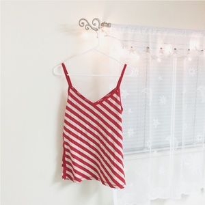 Old navy red and ivory stripes pattern spaghetti cami tank top womens (size s)